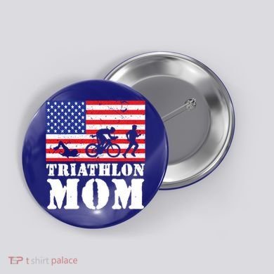 Usa American Distressed Flag Triathlon Mom For Her Gift Button