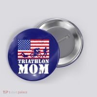 Usa American Distressed Flag Triathlon Mom For Her Gift Button thumb 0