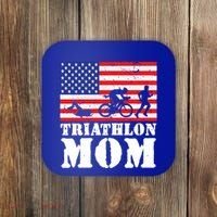 Usa American Distressed Flag Triathlon Mom For Her Gift Coaster thumb 0