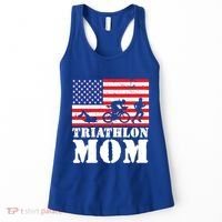 Usa American Distressed Flag Triathlon Mom For Her Gift Women's Tank Top thumb 0
