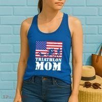 Usa American Distressed Flag Triathlon Mom For Her Gift Women's Tank Top thumb 2