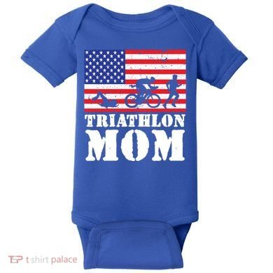 Usa American Distressed Flag Triathlon Mom For Her Gift Baby Bodysuit