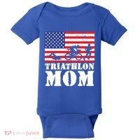 Usa American Distressed Flag Triathlon Mom For Her Gift Baby Bodysuit thumb 0
