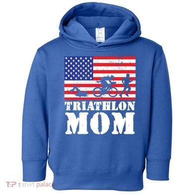 Usa American Distressed Flag Triathlon Mom For Her Gift Toddler Hoodie