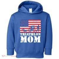 Usa American Distressed Flag Triathlon Mom For Her Gift Toddler Hoodie thumb 0