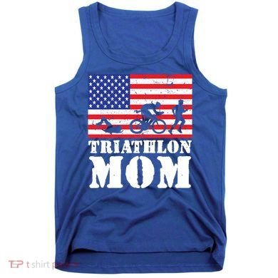 Usa American Distressed Flag Triathlon Mom For Her Gift Tank Top