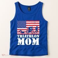 Usa American Distressed Flag Triathlon Mom For Her Gift Tank Top thumb 2