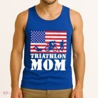 Usa American Distressed Flag Triathlon Mom For Her Gift Tank Top thumb 3