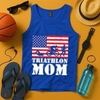 Usa American Distressed Flag Triathlon Mom For Her Gift Tank Top thumb 4