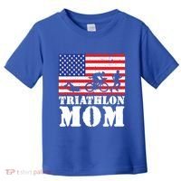 Usa American Distressed Flag Triathlon Mom For Her Gift Toddler T-Shirt thumb 0