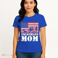 Usa American Distressed Flag Triathlon Mom For Her Gift Women's T-Shirt thumb 4