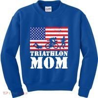 Usa American Distressed Flag Triathlon Mom For Her Gift Kids Sweatshirt thumb 0