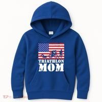 Usa American Distressed Flag Triathlon Mom For Her Gift Kids Hoodie thumb 0