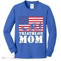 Usa American Distressed Flag Triathlon Mom For Her Gift Kids Long Sleeve Shirt thumb 0
