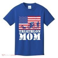 Usa American Distressed Flag Triathlon Mom For Her Gift Kids T-Shirt thumb 0