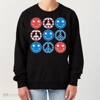 USA American Flag Peace Symbols Smiley Emoji Women's Sweatshirt thumb 0