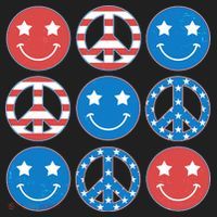 USA American Flag Peace Symbols Smiley Emoji Women's Sweatshirt thumb 2