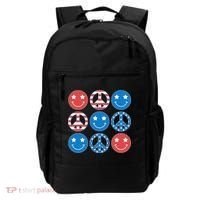 USA American Flag Peace Symbols Smiley Emoji Backpack thumb 0