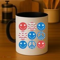 USA American Flag Peace Symbols Smiley Emoji Coffee Mug thumb 4