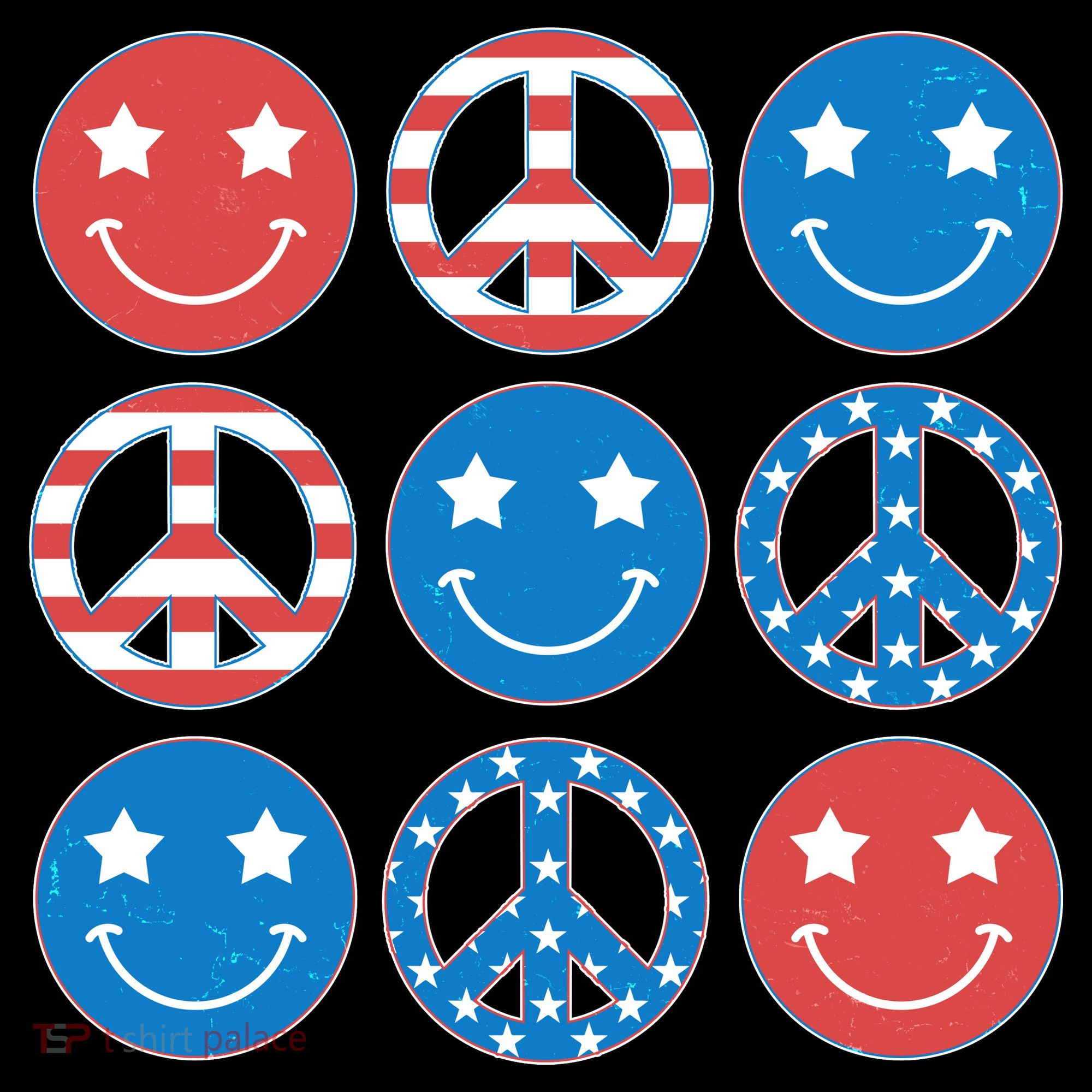 USA American Flag Peace Symbols Smiley Emoji Coffee Mug