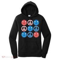 USA American Flag Peace Symbols Smiley Emoji Women's Hoodie thumb 0
