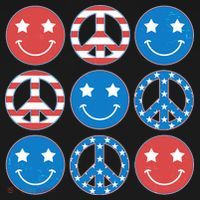 USA American Flag Peace Symbols Smiley Emoji Women's Hoodie thumb 2