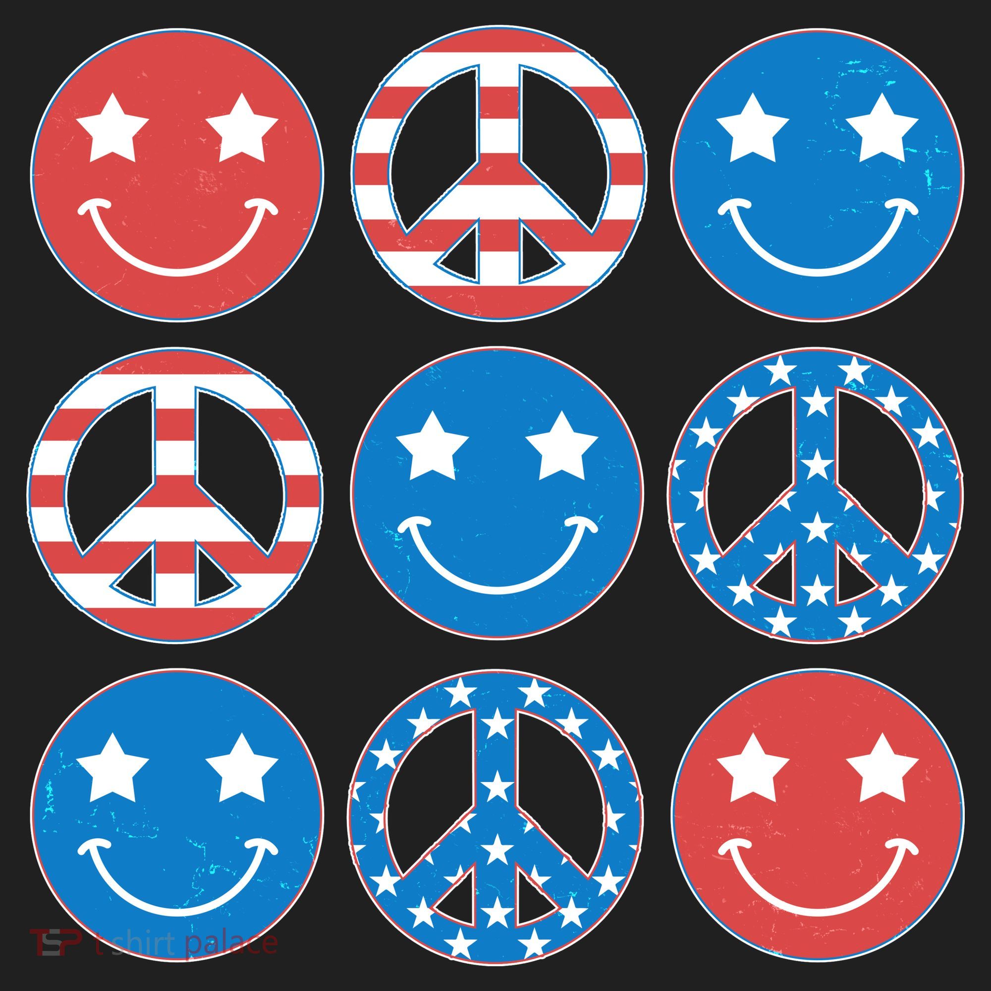 USA American Flag Peace Symbols Smiley Emoji Hat