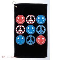 USA American Flag Peace Symbols Smiley Emoji Golf Towel thumb 0