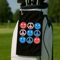 USA American Flag Peace Symbols Smiley Emoji Golf Towel thumb 2