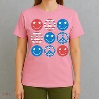 USA American Flag Peace Symbols Smiley Emoji T-Shirt thumb 4