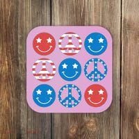 USA American Flag Peace Symbols Smiley Emoji Coaster thumb 0