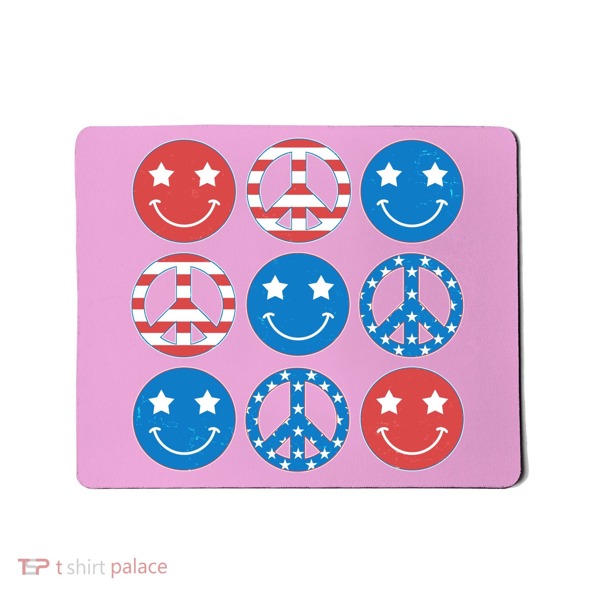 USA American Flag Peace Symbols Smiley Emoji Mousepad