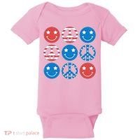 USA American Flag Peace Symbols Smiley Emoji Baby Bodysuit thumb 0