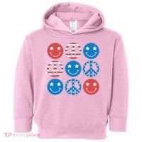 USA American Flag Peace Symbols Smiley Emoji Toddler Hoodie thumb 0