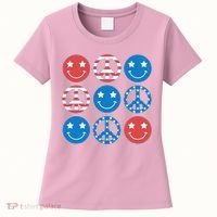 USA American Flag Peace Symbols Smiley Emoji Women's T-Shirt thumb 0