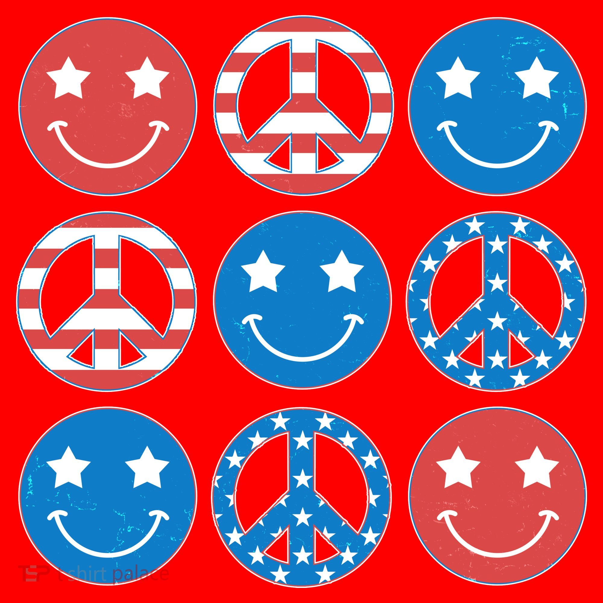 USA American Flag Peace Symbols Smiley Emoji Santa Hat
