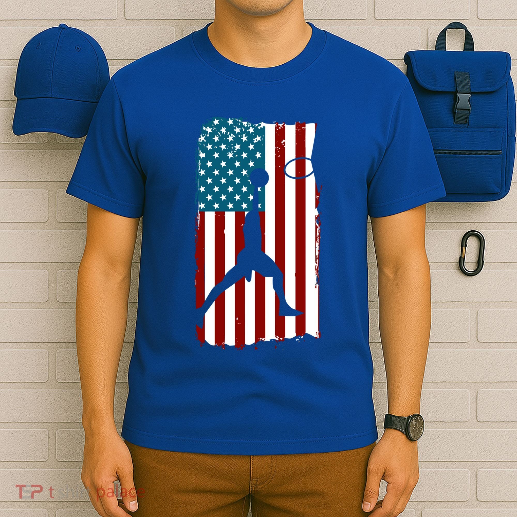 Us American Flag Basketball Patriotic Athlete Print Gift T-Shirt