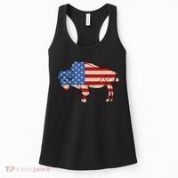 Usa American Flag Bison Buffalo Memorial 4th Of July Day Gift Women's Tank Top thumb 0