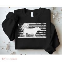 Usa American Flag America Cow Black Angus Rancher Sweatshirt thumb 2