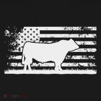 Usa American Flag America Cow Black Angus Rancher T-Shirt thumb 7