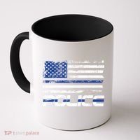 Usa American Flag Thin Blue Line Police Gift Coffee Mug thumb 0
