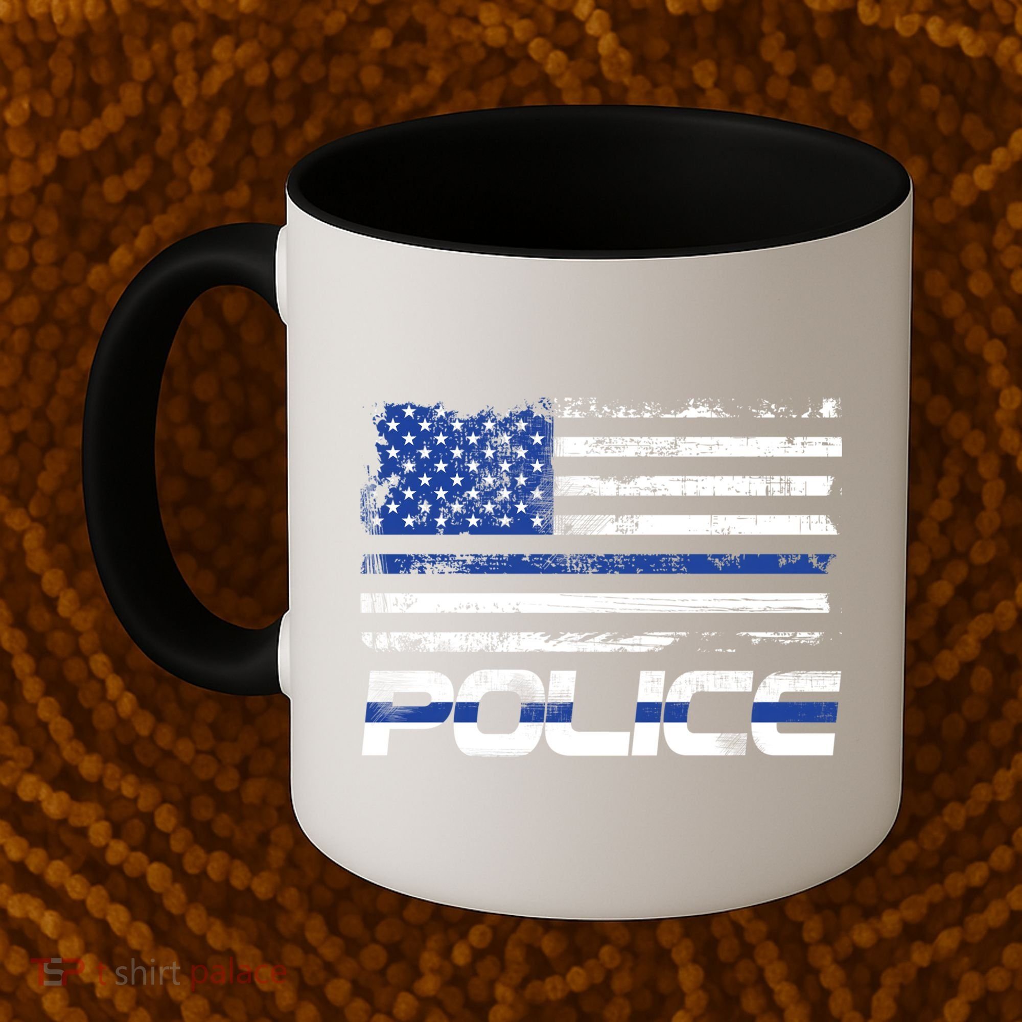 Usa American Flag Thin Blue Line Police Gift Coffee Mug