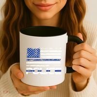 Usa American Flag Thin Blue Line Police Gift Coffee Mug thumb 3