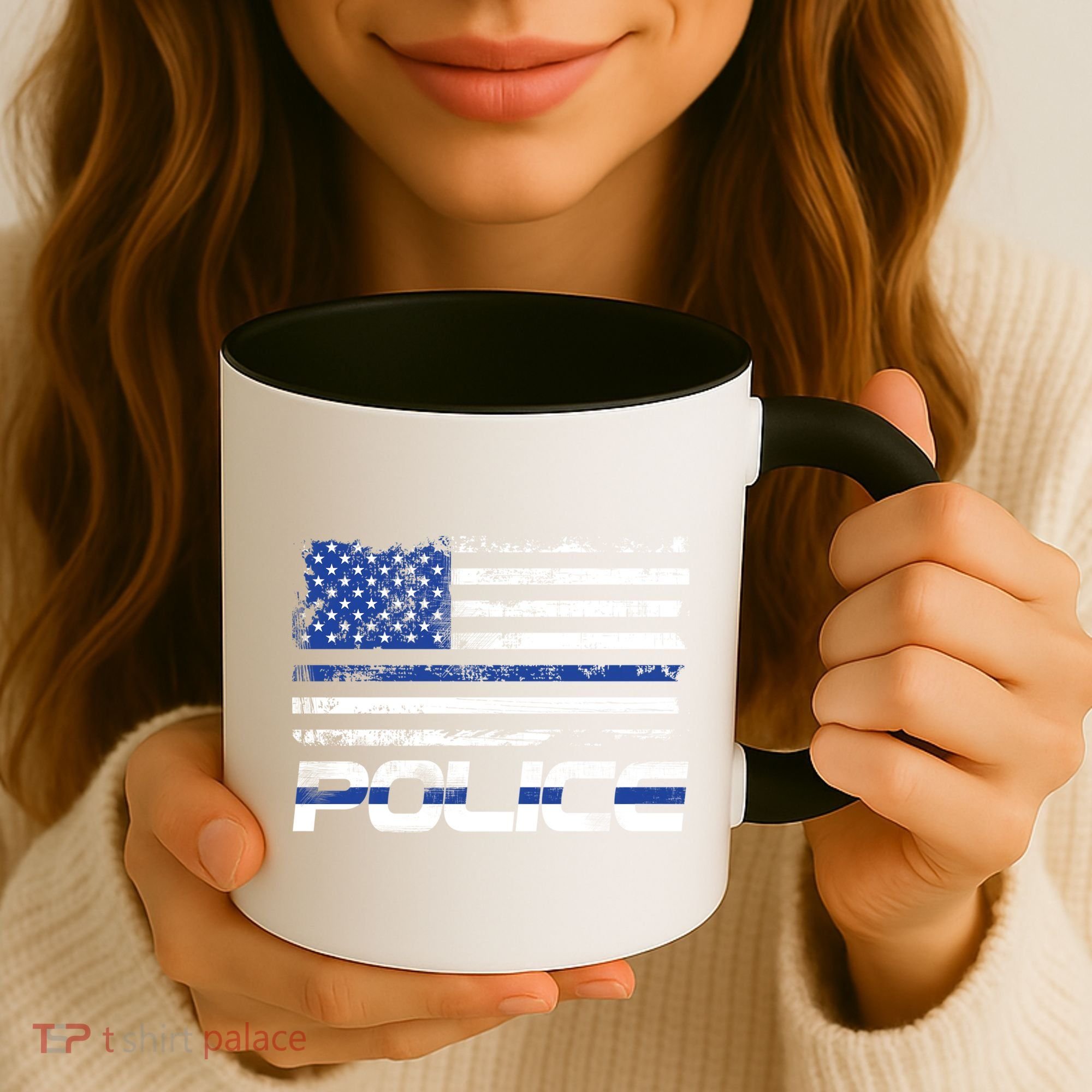 Usa American Flag Thin Blue Line Police Gift Coffee Mug