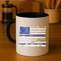 Usa American Flag Thin Blue Line Police Gift Coffee Mug thumb 4