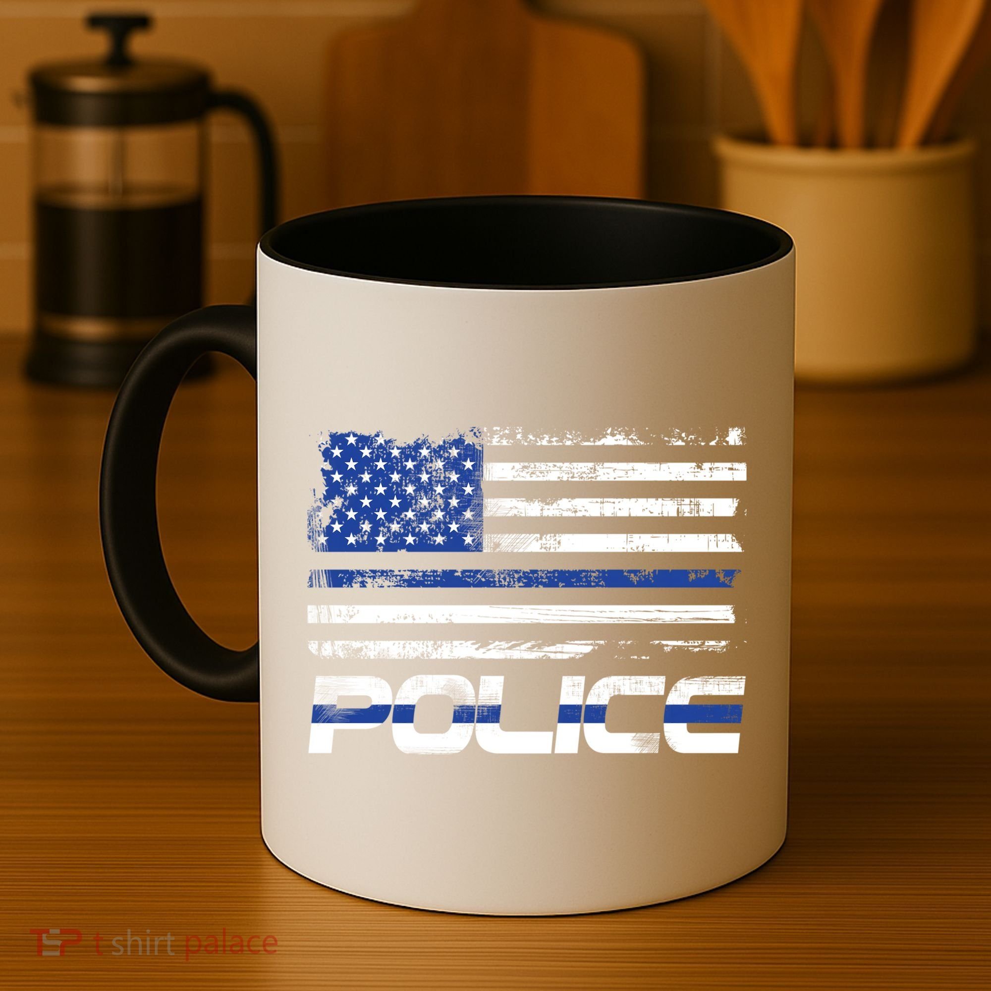 Usa American Flag Thin Blue Line Police Gift Coffee Mug