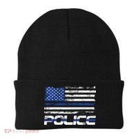 Usa American Flag Thin Blue Line Police Gift Beanie thumb 0