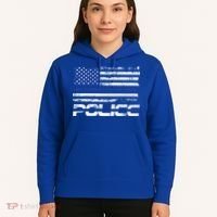 Usa American Flag Thin Blue Line Police Gift Hoodie thumb 5
