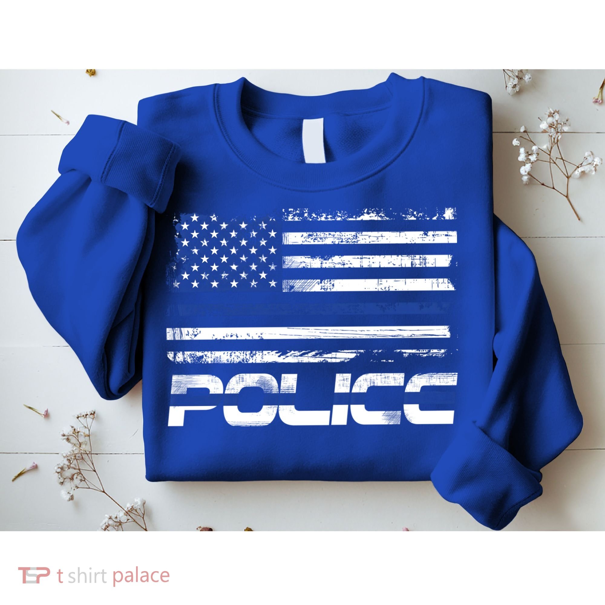 Usa American Flag Thin Blue Line Police Gift Sweatshirt
