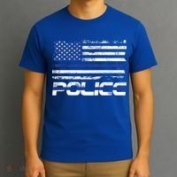 Usa American Flag Thin Blue Line Police Gift T-Shirt thumb 3